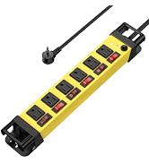 Heavy Duty Power Strip - 6 Outlet Power Strip with 6 Individual Switches Cord Manager Surge Prote...