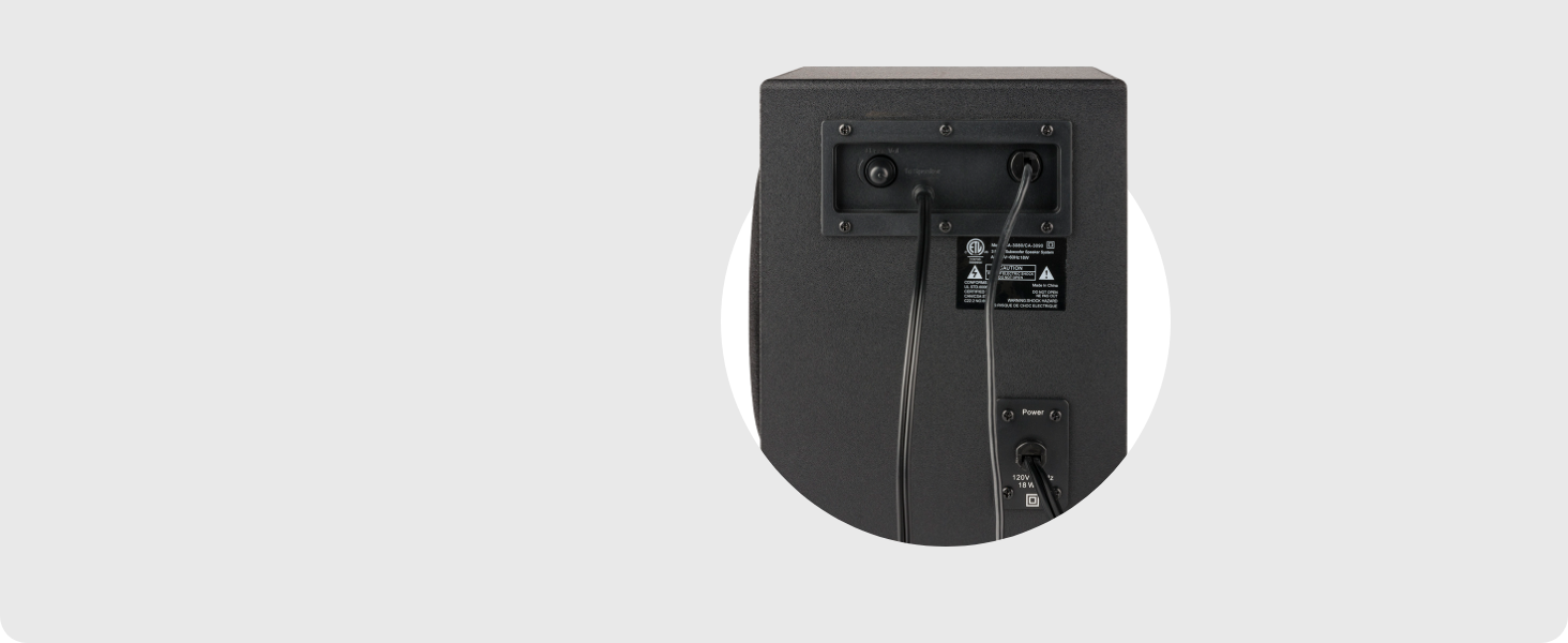 Adjust the bass volume of the CA-3090 2.1 Speaker System of Cyber Acoustics.