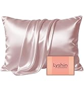 LYSHIN Pink Silk Pillowcase Standard Size with Hidden Zipper | 19 Momme Mulberry Silk Pillow Case...