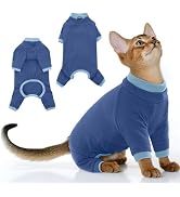 PUMYPOREITY Cat Recovery Suit, Stops Wound Licking After Surgery, Sticky Hair Shirt with Sticky F...