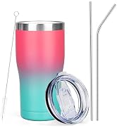 MEZMUT 20oz Coffee Tumbler with Lid and Straw Double Wall Vacuum Insulated Cup Stainless Steel Tr...