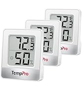 TempPro TP49 3 Pieces Digital Hygrometer Indoor Thermometer Humidity Meter Mini Hygrometer with T...