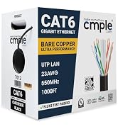 Cmple - Cat 6 Cable 1000ft, 23 AWG Bare Copper Wire CMR Riser Cat6 Ethernet Cable, (UTP) Unshield...