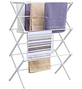 YUBELLES 3 Tiers Extendable Clothes Drying Rack, Vertical Laundry Rack Portable and Collapsible f...