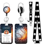 Lanyard ID Badge Holder Baseball Fire Water Retractable Badge Reel Card Name Tag Breakaway Heavy ...