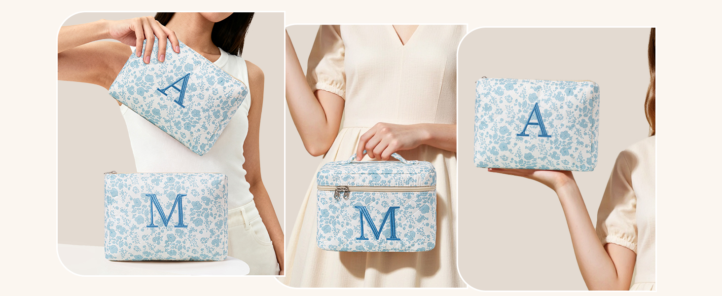 Personalized Makeup Bag travel makeup bag cute makeup bag quilted makeup bag initial makeup bag