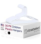 30 Pk Kids Children Hangers Plastic Made in USA, for Children, Infant, Toddler, Baby Clothes, Whi...