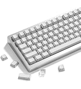 Womier PBT Keycaps Set 136 Keys, Custom White Keyboard Doubleshot Dye Sub Side Print Shine Throug...