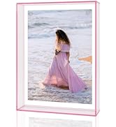 5x7 Acrylic Picture Frame Pink - Clear Floating Photo Frames for 5 x 7 Inches Art Print - Individ...