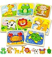 Benresive Wooden Toddler Puzzles Ages 1-3, Montessori Toys for 1 2 3 Year Old Boys Girls, 8 Pack ...