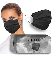 Virtue Code Curved Side Face Mask.50 Disposable Face Masks - Black Color Mask Pack. Cute Mask wit...