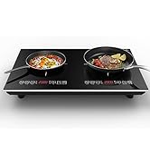 VBGK Double Induction Cooktop,110V 4000W Electric burner,2 burner Hot Plate LED Sensor Touch Ener...