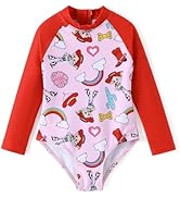 Disney Frozen Stitch Princess Minnie Mouse Girls Swimsuit Long Sleeve Rashguard UPF 50 One Piece ...