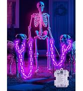 Battery Halloween Chain Lights, 10 FT 160 LED Purple Light-Up Plastic Timer | 8 Modes Battery Ope...