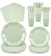 175 Pcs Sage Green Party Plates Cups and Napkins Set, 25 Guest Sage Green Party Supplies Include ...