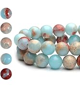 HAAMIIQII 6mm Blue Imperial Jasper Beads Round Gemstone Loose Beads for Jewelry Making 2 Strands ...