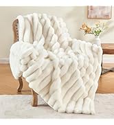 BEDELITE Faux Fur Throw Blanket for Couch, Soft and Cozy Luxurious 3D Striped Fluffy Blanket, 770...