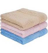 ZHAYAO 3 Pack 100% Cotton Wash Cloths, 13 x 13 inch Highly Absorbent and Soft Feel Fingertip Towe...