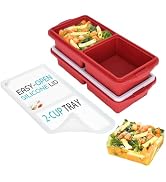 XOMOO Silicone Freezer Tray With Lid-Soup Freezer Container molds-2-cup Extra Large Ice Cube Tray...