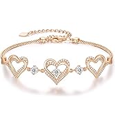 CDE Forever Love Heart Charm Link Bracelet for Women, 925 Sterling Silver Birthstone Bracelet Ann...