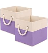 ShellKingdom Storage Bins, Fabric Storage Cube with Cotton Rope Handle | Foldable Storage Boxes, ...