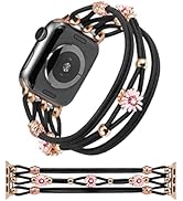 TOYOUTHS Floral Bracelet Compatible with Apple Watch Band 42/41/40/38mm Women, Boho Beaded Braide...