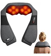 RIKE Shiatsu Neck Massager with Heat, Corded Linen Fabric Deep Tissue Back Massager for Neck and ...