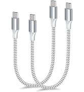 1.5ft C to C Cable, 2 Pack Short Type C High-Speed 60W USB C Cable Nylon Braided Charger Cord Com...