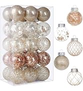 Clear Christmas Ball Ornaments, 30ct 2.36 Inch Champagne Christmas Ornaments for Xmas Tree Shatte...