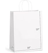 Eupako Kraft Shopping Bags 10x5x13 100 PCS White Paper Bags with Handles, Kraft Gift Bags Bulk, P...