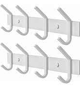 SAYONEYES White Coat Rack Wall Mount – 12 Inch Stainless Steel Hook Rail with 4 Heavy Duty Double...