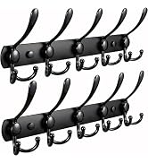 SAYONEYES Black Coat Rack Wall Mount, 5 Tri Hooks Stainless Steel Coat Hook Rack 16 Inch, Heavy D...