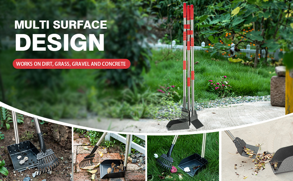 FUSBUNTY Dog Pooper Scooper with Tray Rake Spade