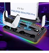Cooling Station for Ps5/Slim/Pro Disc & Digital Playstation 5 Vertical Stand Organizer with Dual ...