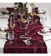 Leetaltree Luxury Rhinestone Scarf Table Runner 120 Inch 10FT - Silk Shine, Elegant Gift Set with...