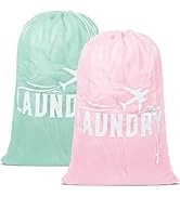 2 Pack Large Mesh Laundry Bag, Heavy Duty Laundry Bags with Drawstring, Laundry Hamper Liner, Mac...