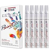 White Paint Marker Paint Pens - 5 Pack Oil Based Permanent Marker Pen, Medium Tip, Waterproof & Q...