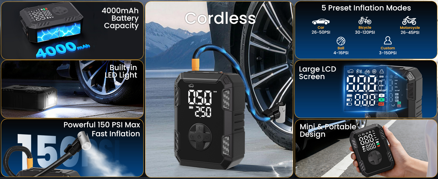 multi function of Tire inflator air compressor