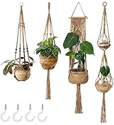 Mkono Macrame Plant Hangers Set of 4 Indoor Hanging Planter Basket Wall Decorative Flower Pot Hol...