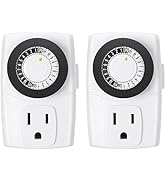 BN-LINK BND-60/U47 Indoor Mini 24-Hour Mechanical Outlet Timer, 3-Prong, 2-Pack
