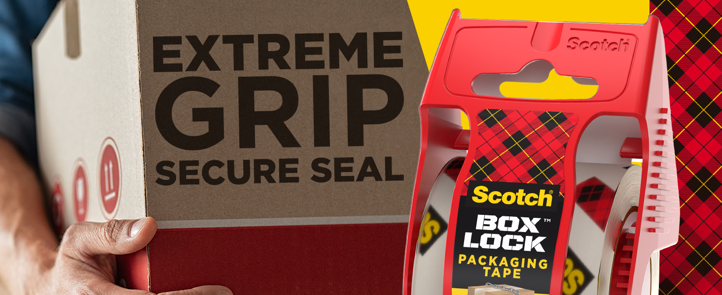 Scotch Box Lock Packaging Tape has extreme grip secure seal