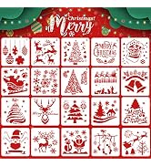 Koogel 20 Pcs Christmas Stencils, Holiday Stencils Merry Christmas Stencil Christmas Word Stencil...