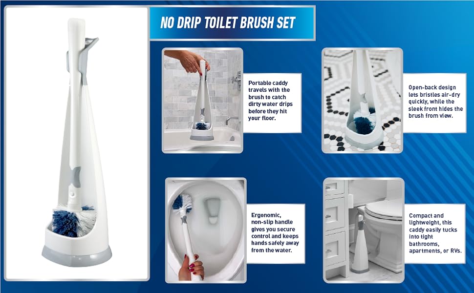 No Drip Toilet Brush Set Features