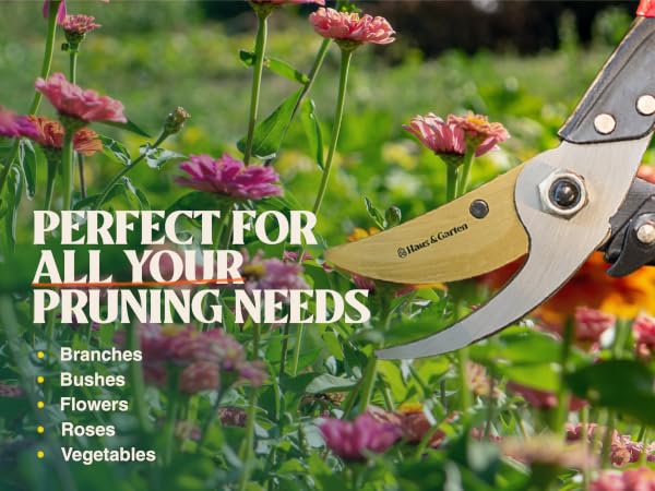 All-Purpose Pruners for gardening. Bypass pruning shear garden tool for trees, flowers, bushes