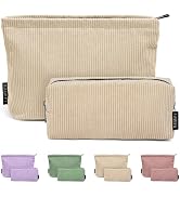MAGEFY Small Makeup Bag, 2 PCS Corduroy Make up Bag for Purse Large Capacity Travel Cosmetic Bag ...
