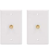 VCE 2 Pack Single RCA Connector Wall Plate for Subwoofer Audio Port - White, UL Listed