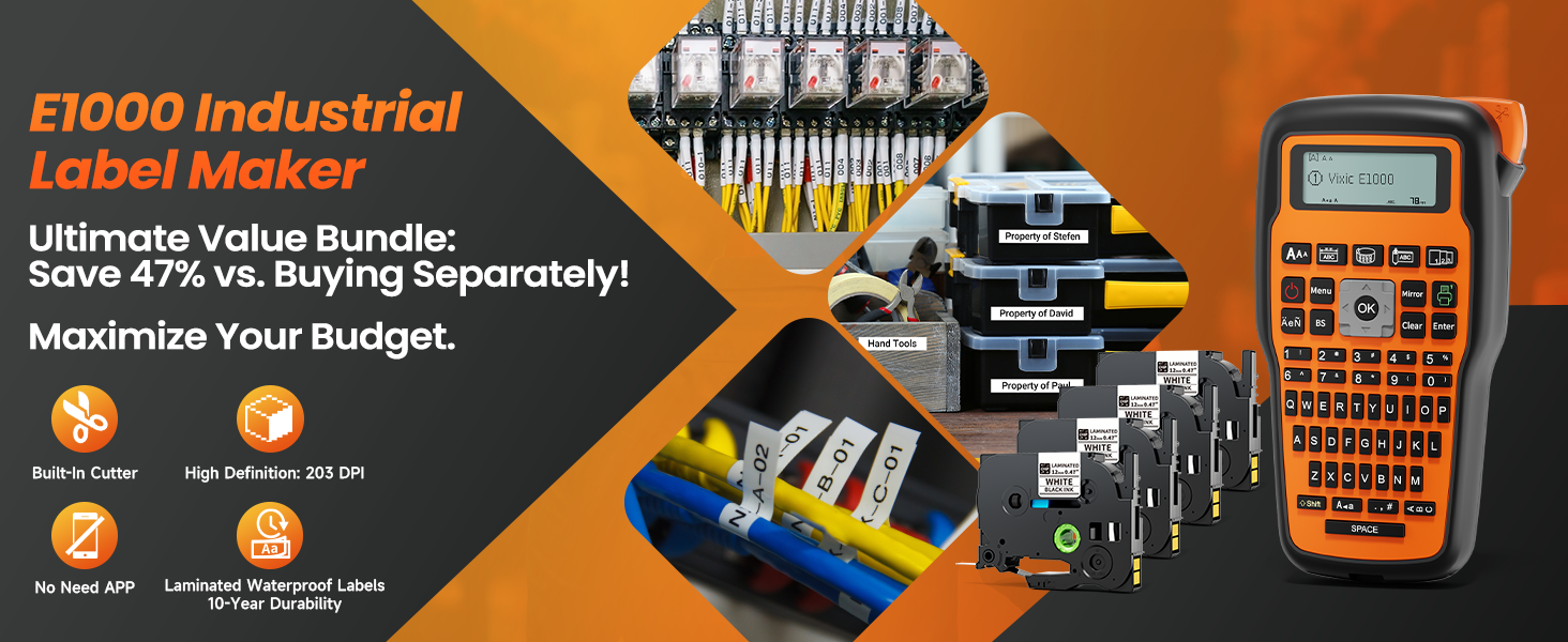 e1000 label maker machine with tape waterproof portable industrial cable wire heat shrink labeler