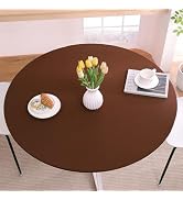 HOMOHEINI Round Tablecloth with Elastic, Fitted Table Cloths for 45"-56" Tables,Stretch Spandex W...