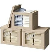 Storage Bins with Lids,Transparent Window Fabric Storage Boxes,Foldable Storage Baskets with Hand...