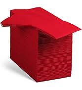 100 Linen-Feel Colored Paper Napkins - Decorative Cloth-Like Brighet Red Dinner Napkins - Soft An...